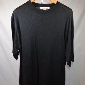 Men's Sz XL 100% Silk Black Short Sleeve Crew Neck Pullover Sweater MSRP $85